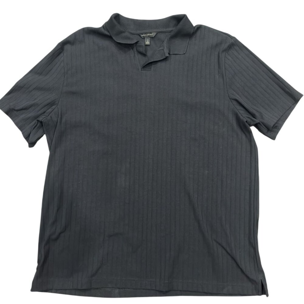 Banana Republic Black Ribbed Polo Shirt – Textured Collared – Men’s XL